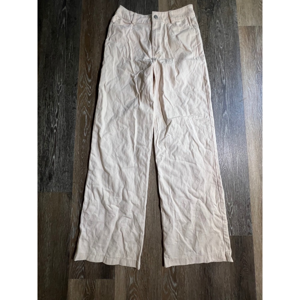 Kittenish Wide Leg Pants Women Medium Cream Excellent High Waisted Trousers